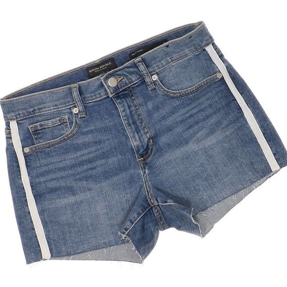 Banana Republic Mid Rise Shorts Size 28 Womens Blue Denim Stretch Measures W30 - Picture 2 of 9